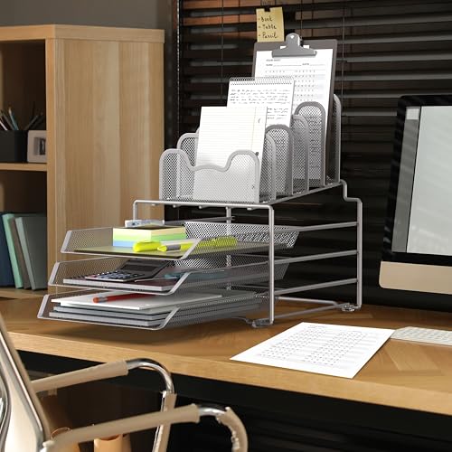 Simple Houseware Desk Organizer, 3 Sliding Tray & 5 Stacking - Image 3