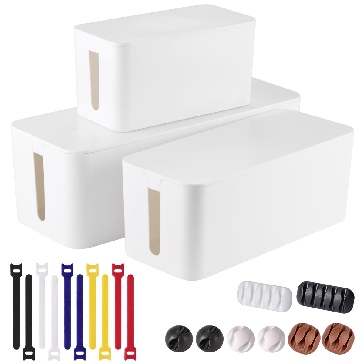 Tuwechen 3 Pack Cable Management Box, Cable Organizer Box to Hide - Image 1