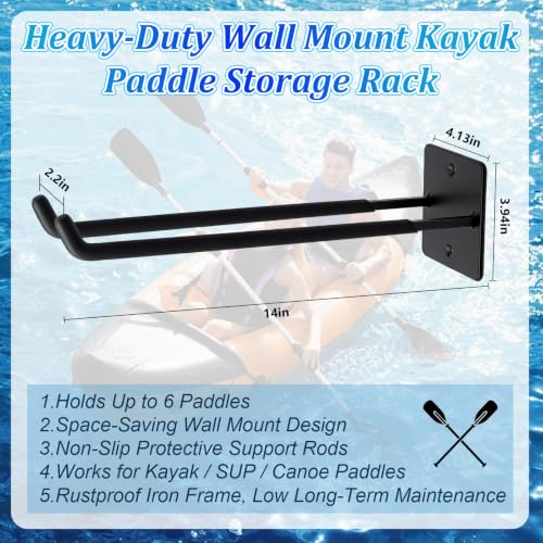 2 PCS Kayak Paddle Holder Wall Mount Holds 6 Paddles - Image 3