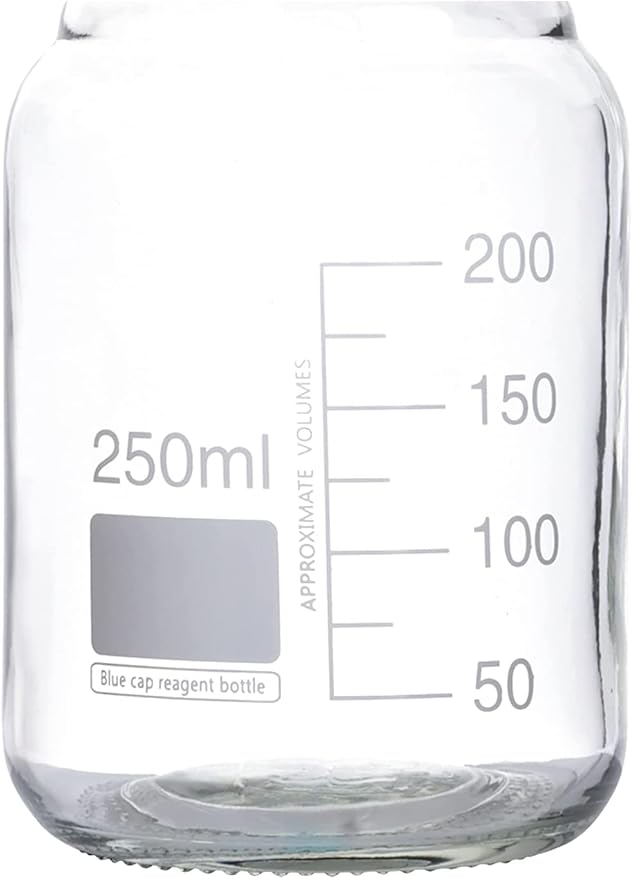 Lab Media Storage Round Bottles Graduated Glass Container GL45 Screw Cap Leakproof Multi-Purpose for Scientific | pack of 10 (Orange,250ml)
