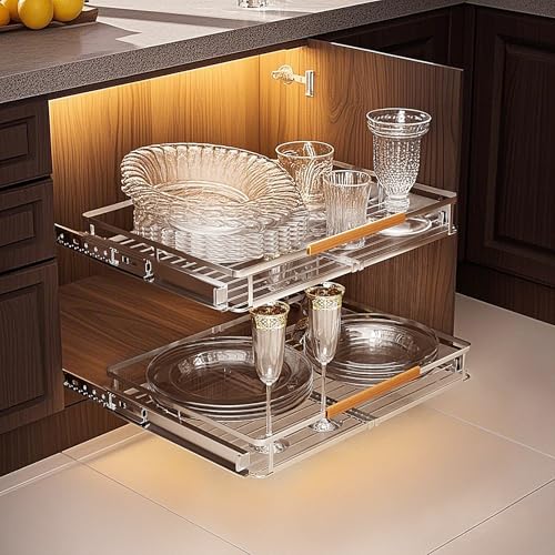 16.3~26.3"x17.3" Pull Out Cabinet Organizer，2Pack | Home Organization - Image 3