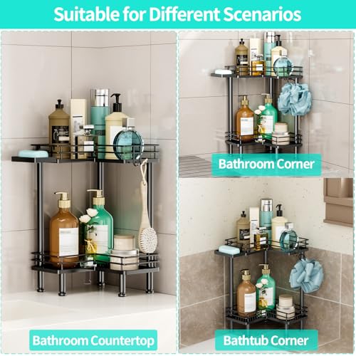HapiRm Corner Shower Caddy Standing - 2 Tier Shower Organizer - Image 6