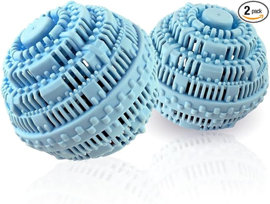 2pcs Laundry Ball - Natural Non-Chemical Detergent Laundry Balls for Washing Machine - Eco Friendly Wash Ball & Detergent Alternative for 2000 Washings(Light Blue)