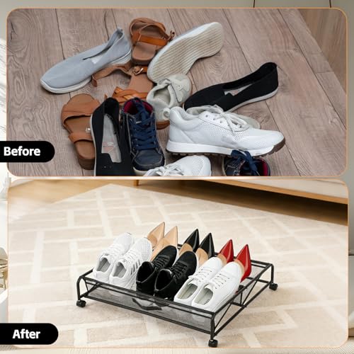 Under Bed Shoe Storage Organizer, 2-Pack Metal Mesh - Image 7