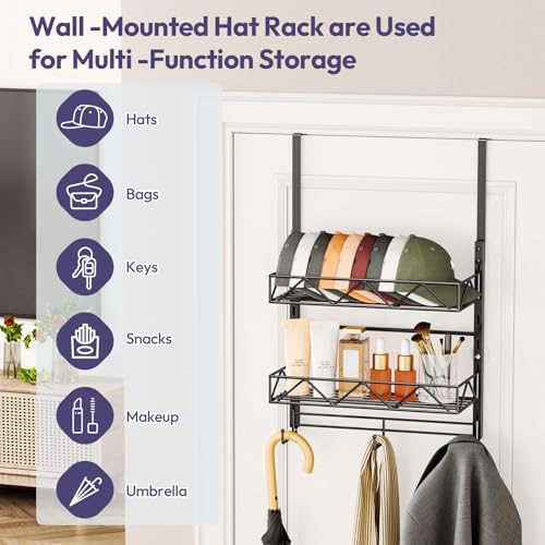 SWTYMIKI Over Door Hat Organizer - 3 Tier Wall Mount | All Products - Image 5