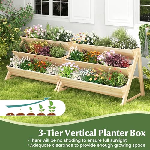 3-Tiers Raised Garden Bed, Wooden Garden Planter with 3 - Image 5