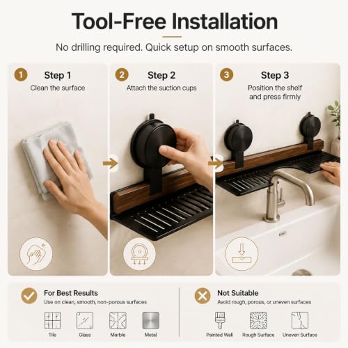 Bathroom Over Sink Shelf, 15.7 Inch No Drill Sink Organizer - Image 7