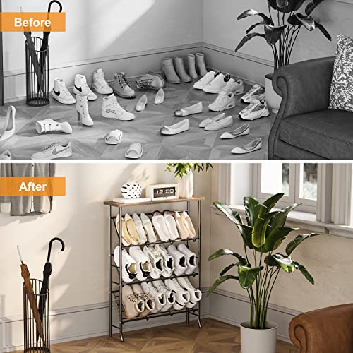 JZM Shoe Rack Storage, Narrow 4 Tier Metal Shoe Storage Shelf - Image 6