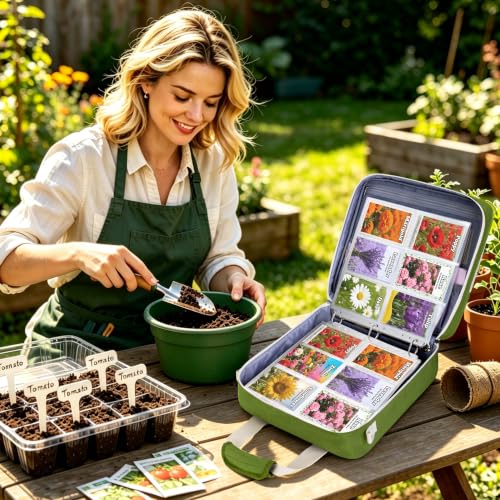 Seed Storage Organizer Binder, Seed Packet Organizer Bag, Green - Image 3