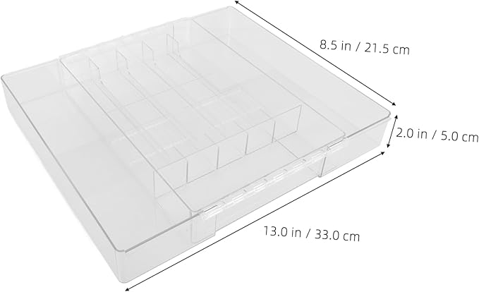 Cabilock Expandable Cutlery Tray Acrylic Silverware Organizer Lid Drawer Dividers for Kitchen Silverware Organizer Box