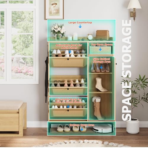 Garvee Shoe Cabinet with 3 Flip Drawers and 4-Tier Shoe - Image 5