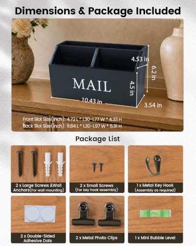DLQuarts Solid Wood Mail Organizer Countertop or Wall - Image 3