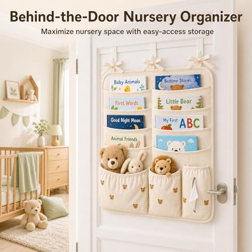 Bedside Caddy Nursery Playpen Organizer, Hanging Crib Book & Toy - Image 5