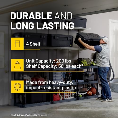 Plano 4-Shelf Plastic Storage Shelves, 48” x 23” x 14” - Image 4