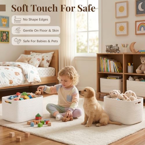 OIASKET 4Packs Natural Cotton Rope Storage Baskets for Organizing - Image 5