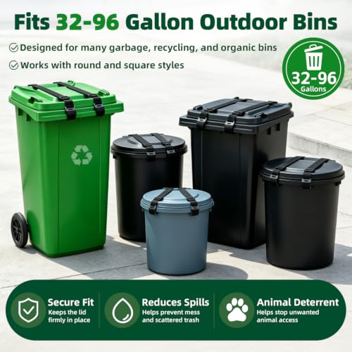 2 Pack Metal Claw Trash Can Lid Lock Strap for Raccoons & Animals - Image 8