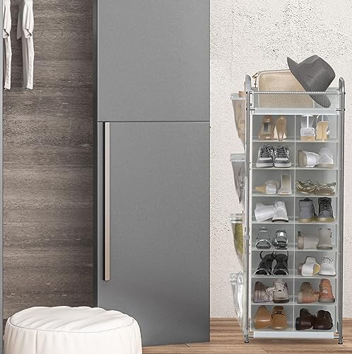 Simple Houseware 16 Cube Shoe Stand Tower Rack 8 Tier, Gray - Image 7