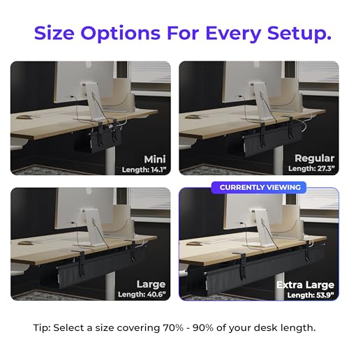 Ascrono Original Under Desk Cable Management Tray, Black, 53.9" - Image 5
