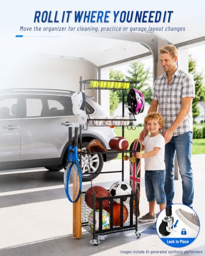 Mythinglogic Rolling Sports Equipment and Toy Organizer - Image 6