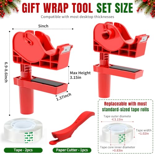 3-in-1 Tabletop Wrapping Paper Holder with Gift Wrap Cutter &Tape - Image 3