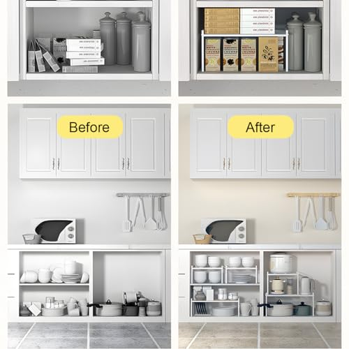 2 Pack Stackable Cabinet Shelf Organizer - Heavy-Duty Coated - Image 5