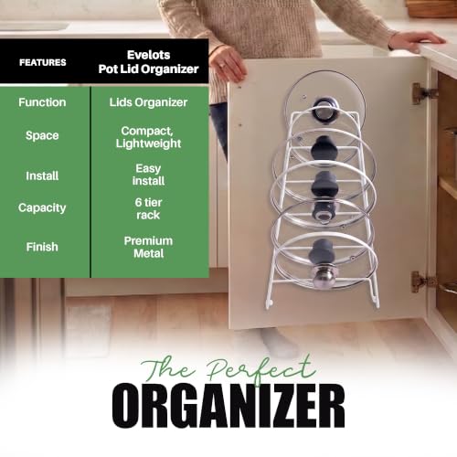 Evelots 6 Pot Lid Organizer for Cabinet or Pantry Wa | All Products - Image 8