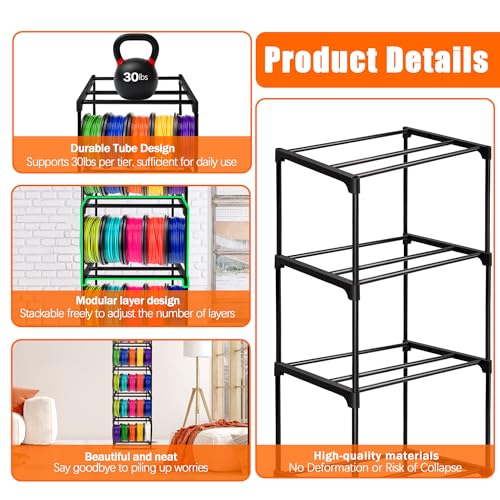 8-Tier 3D Printer Filament Storage Rack – Heavy-Duty Metal - Image 4