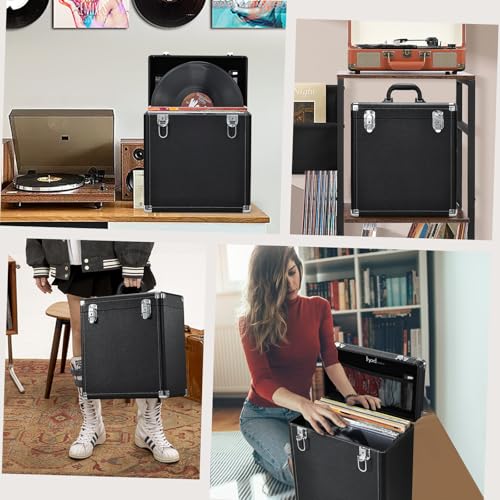 Vinyl Record Storage Box with Lock Record Organizer - Image 5