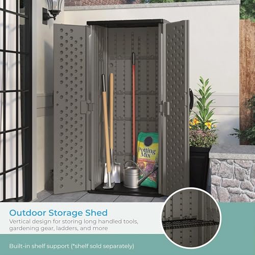 Suncast 22 Cu Ft. Vertical Shed, Outdoor Storage Shed With Floor - Image 7