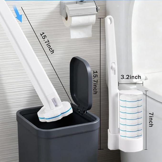 Disposable Toilet Brush and Holder Set with 48 PCS Refills, Deep Cleaning Toilet Bowl Cleaner Wands for Toilet Bowl, Sink, Toilet Cleaning System Starter Kit
