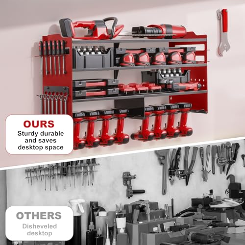 oviitech Large Power Tool Organizer Wall Mount Red - Image 6