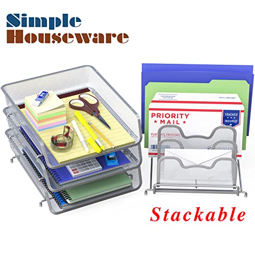 Simple Houseware 3-Tier Stackable Desk Organizer w/ 5" - Image 4