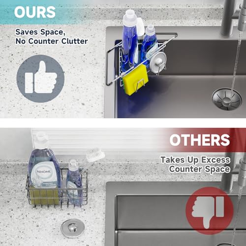 NiHome Adjustable Corner Caddy, Sponge Holder for Kitchen Sink - Image 6
