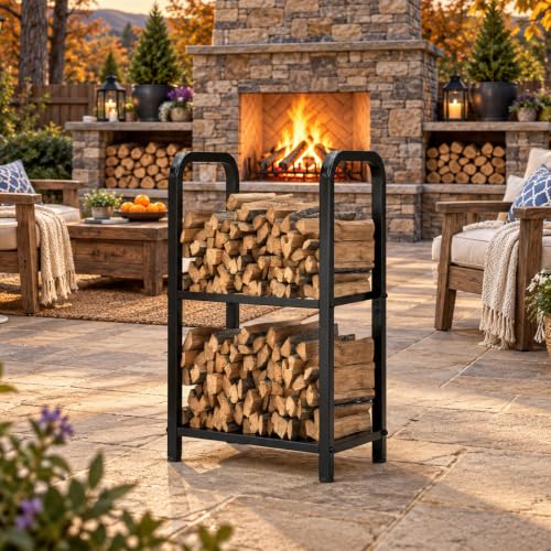 Firewood Rack Outdoor Indoor, 2-Tier Heavy Duty Metal - Image 6
