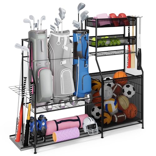 Garage Sports Equipment Organizer,3 Golf Bags Storage Stand - Image 2
