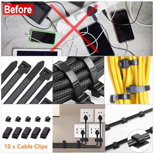 128PCS Cable Management Box 3Pack Cable Management Kit for Power Strip to Hide Wires,Cord Hider Boxes,Cord Box Safe ABS Material Wire Organizer of Cable Clips Sleeve for Home & Off - Image 5