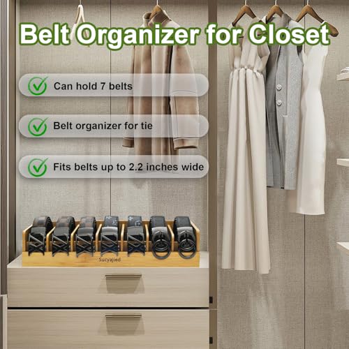 Belt Organizer,Wooden, 7 Compartments - Image 4