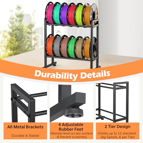 MAYJOY Desktop 3D Printer Filament Storage Rack, 2-Tier Metal - Image 5