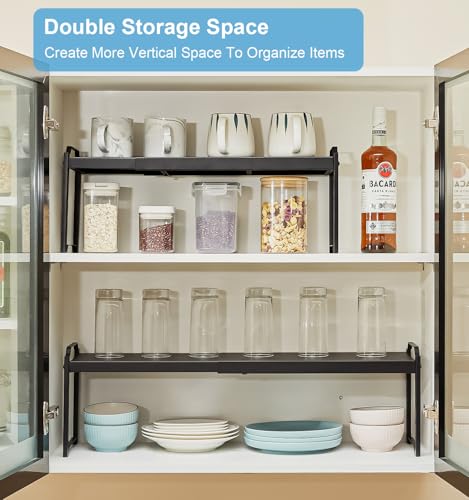 1 Pack Expandable Cabinet Countertop Shelves, Stackable Shelves - Image 6