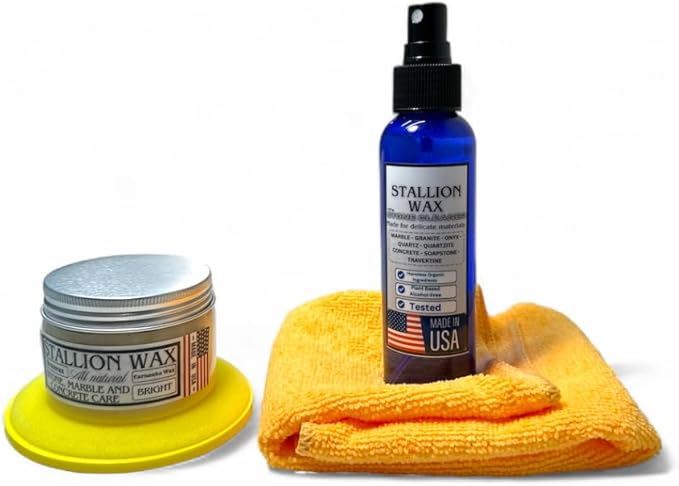 Marble & Granite Cleaner and Polish Kit – 4 in 1 Set Enhances Light Countertops | Stone-Safe Care for White Marble, Quartz, Quartzite, Soapstone & Bright Granite, Streak-Free Shine & Color Clarity