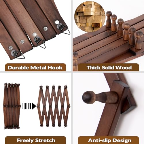 Hat Rack for Wall, Expandable Wall Hat Holder with 16 Hooks - Image 5