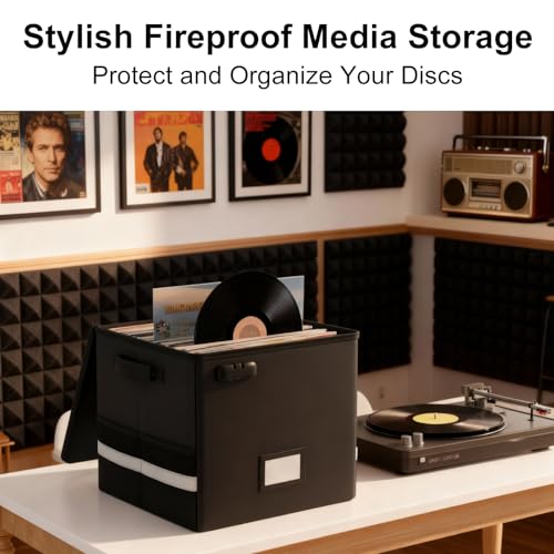Vinyl Record Storage Box with Lock, 2-Pack Fireproof & Waterproof - Image 4