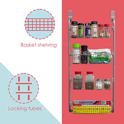 Home Basics Heavy Duty 4 Tier Over the Door Storage Shelf Hanging - Image 5