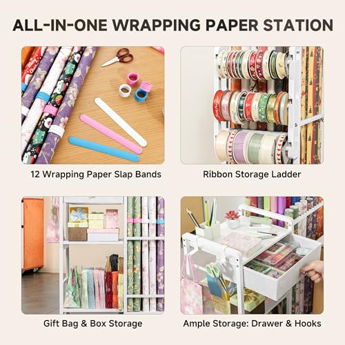 Wrapping Paper Storage, Rolling Gift Wrap Station - Image 6