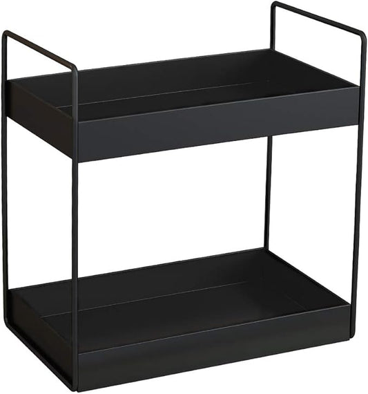 2 Tier Bathroom Counter Organizer, Standing Vanity Organizer Shelf for Bathroom Storage Organization, Countertop Skincare Makeup Organizers Holder, Black