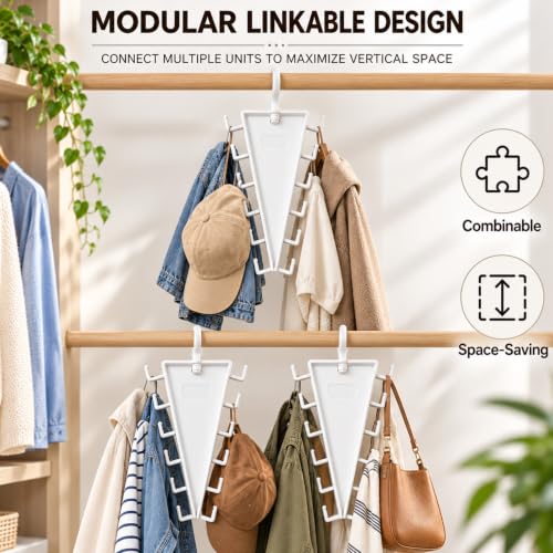 3Pcs V-Shaped Hanger Organizer, 12 Hooks Rotating Closet Hangers - Image 5