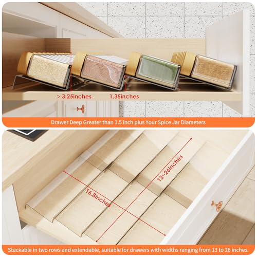Jadehom Spice Drawer Organizer, 4 Tier Clear Acrylic - Image 4