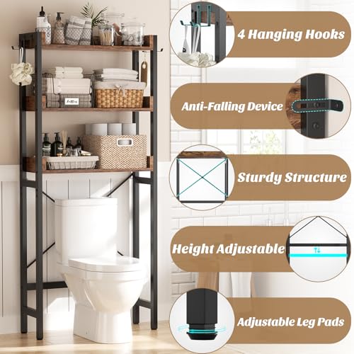 Over-The-Toilet Storage Rack, 3-Tier Bathroom Organizer - Image 6