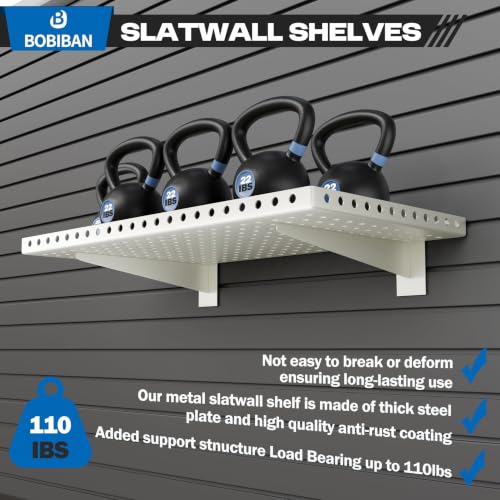 2 Pack Heavy Duty Slatwall Shelves 14 X 24 Inch, White - Image 4