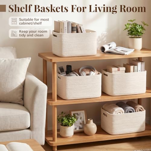 OIASKET 4Packs Natural Cotton Rope Storage Baskets for Organizing - Image 6